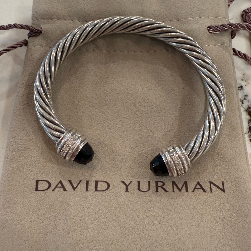 David Yurman Classic Cable Bracelet Sterling Silver with Black Onyx Diamonds